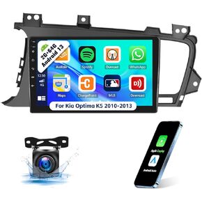 ستيريو سيارة 2G+64G Android 13 لسيارة Kia Optima K5 2010-2013 مع Apple Carplay Android Auto، وراديو سيارة بشاشة لمس 9 بوصات مع WiFi، ونظام تحديد المواقع العالمي (GPS)، وبلوتوث FM/RDS SWC Daul USB+AHD كاميرا احتياطية in Kuwait