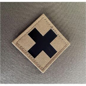 JUJUPUPS Infrared IR Reflective Medic Cross MED Medical EMS EMT Tactical Patch Fastener Patch Hook/Loop 2x2 inch (Black)