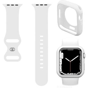 Soft Silicone Sport Band & Thin Bumper Case Compatible with iWatch Apple Watch 49/45/41/44/40/42/38mm Series Ultra2/Ultra/9/8/7/SE/6/5/4/3/2/1