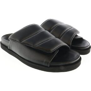 Gia Borghini Black Padded Leather Slides for Womens