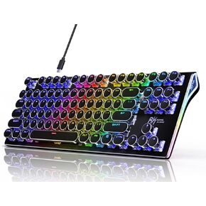 لوحة مفاتيح ميكانيكية للآلة الكاتبة RK ROYAL KLUDGE S87، لوحة مفاتيح سلكية لألعاب الكمبيوتر الشخصي قابلة للتبديل السريع، 75% تخطيط RGB 87 مفتاحًا لوحات مفاتيح رفيعة مع أغطية مفاتيح دائرية كلاسيكية، مفتاح أزرق، أسود in Kuwait