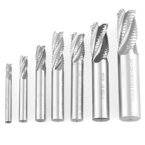 YWBL-WH Milling Cutter,7pcs/Set 4 Flutes 6-20mm HSS End Mill Router Bit Roughing Chipbreaker Milling Cutter Metal Processing Tools