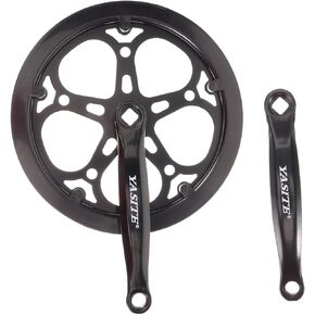 Kisangel 1 Set Bicycle Crankset Bling Accessories Lip Gloss Kit Single Speed Bike Aluminum Alloy 52t Chainring Set Single Speed Crankset Bike Replacement Accessories Pearlescent Black Gear