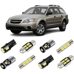 White Interior LED Lights Kit for Subaru Outback 2000 2001 2002 2003 2004 2005 2006 2007 2008 2009 Super Bright 6000K LED Interior Light Bulbs Package + License Plate Lights and Install Tool