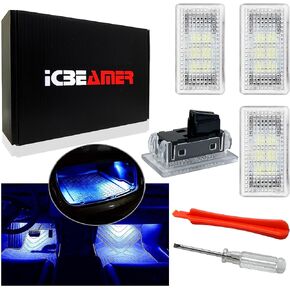 ICBEAMER Tesla Interior LED Lights Kit: Ultra-bright, easy plug-in, with a panel removal tool. Fits Model 3, S, Y, X. Trunk, Frunk, Door Puddle, Foot-Well, Tesla Accessories(4 Packs in White).