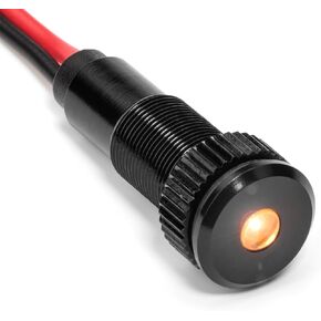 PLUG-N-PLAY Instrument Cluster LED Indicator Light Dash Bulbs. Aluminum Pilot Lights. Color Acrylic Lens. Flush Panel Mount 5/16" 8mm 12V for Speedometer Odometer Tachometer (Black Bezel, Amber LED)