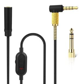 3.5mm Male to Female Audio Cable Compatible with Bose 700 QC45 QC35ii QC35 QC25 Headphones with Mute & Volume Control (6.35mm Adapter, 6.6ft)