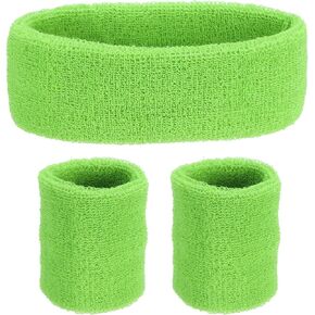 PATIKIL Sports Wristbands Headband Set Cotton Terry Cloth Athletic Absorbent Sweatband Headband for Tennis Basketball Running (Headband & Wristbands)