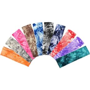 Onwon Set of 10 Yoga Sport Athletic Workout Headband Non Slip Lightweight Multi Style Cotton Stretch Elastic Hair Band Moisture Wicking Sweat Band for Running Cycling Hiking Travel Fitness Makeup