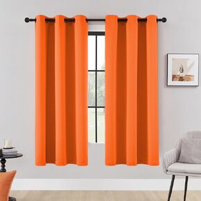 HUTO Short Blackout Curtains Drapes - Thermal Insulated Antique Copper Grommet Black Out Drapery Panels for Basement Bathroom Small Windows, Set of 2, 42 Inch by 45 Inch, Black