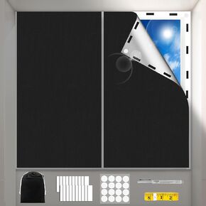 Portable Blackout Curtains 138 "x57 with Hook & Loop Tape, 100% Blackout Curtains, No Drilling Required Can Be Cut to Any Size for Baby Room, Bedrooms, RV's, Office or Travel Curtains