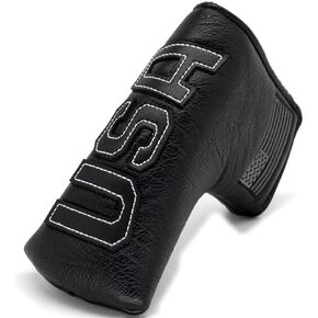 Barudan Golf Black Putter Headcover Covers Cover Putters Magnetic USA Flag Blade Putter Headcovers with Magnet (Black-White Stitching-Upgrade)