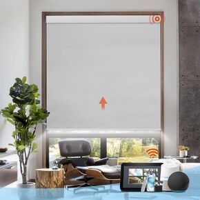 Motorized Blinds with Remote,Thermal Electric Blinds【Solar Panel】,Customizable Automatic Roller Shades, Blackout Remote Control Blinds for Windows Upgrade to Smart Blinds, White,46" W x 72" H