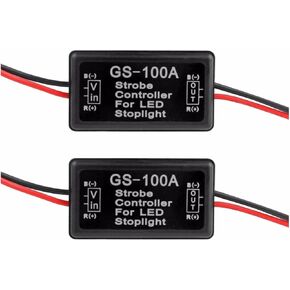وحدة تحكم فلاش ستروب للسيارة، قطعتان وحدة تحكم ضوء الفرامل LED 12-30 فولت، وحدة فلاش تلقائية ABS وحدة تحكم ستروب للدراجات النارية والشاحنات الذيل إيقاف الضوء (أسود) in Kuwait
