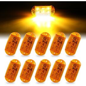 Sidaqi 10 قطع سطح جبل 6LED أضواء وامضة في حالات الطوارئ لشاحنة سيارة سيارة LED أضواء مصبغة صغيرة مقاومة للماء فائقة السطوع تحذير خطر أضواء وامضة أضواء زرقاء ستروب DC12-80V