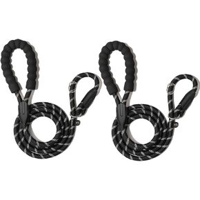 WePet Durable Dog Leash for Medium Large Dogs, Sturdy and Premium Quality Reflective Leashes, Supports Strong Pulling, Comfortable Padded Handle, 6 Feet Slip Rope Lead for Walking and Training, 2 Pack