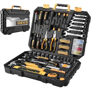 DEKOPRO 208 Piece Tool Set,General Household Hand Tool Kit, Auto Repair Tool Box with Plastic Toolbox Storage Case