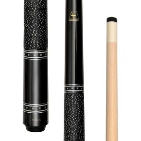 ASKA Short Kids Cue Stick LCS, Canadian Hard Rock Maple, 13mm Hard Tip, Choice of Length/Style (L9S 36" Black) …