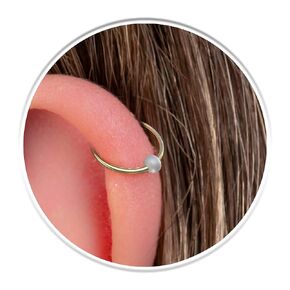 Helix Ring With White Pearl 20 Gauge - 14k Gold Filled Cartilage Earring Hoop For Women Men - Pearl Earring