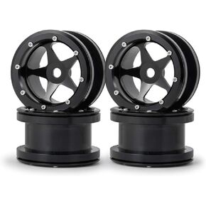 MOHERO 2.2" Alloy Beadlock 1/10 RC Wheels Rims 40mm for Crawler Axial Wraith Rock Car Pack of 4 (Black)