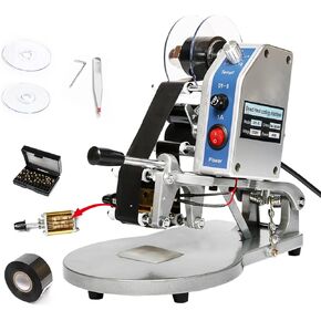 DY-8 Date Coding Machine Heat Printing Machine Manual Electric Hot Stamp Date Code Printer Semi Automatic Coding Machine Date Label Heat Machine for Plastic Film Flexible Packaging