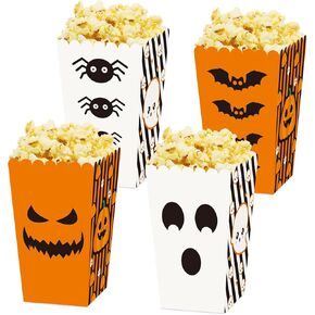 24 قطعة من صناديق ورق الفشار لعيد الهالوين، صناديق الفشار للهالوين، حاويات الفشار للاستعمال مرة واحدة من أجل حفلة الهالوين، صناديق حلوى اليقطين للوجبات الخفيفة، هدايا حاوية كوكي للأطفال in Kuwait