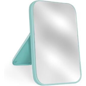 8-Inch Table Desk Vanity Makeup Mirror, Simple Portable Travel Mirror with Stand, Standing and Wall Hanging Dual-use, Beige