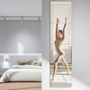 4 Pack Self-Adhesive Acrylic Mirror, Flexible Mirror Sheets Wall Stickers Frameless Mirrors Set 12 x 12 in Self Adhesive Acrylic Square Mirror for Bathroom Home Gym Door Mirror