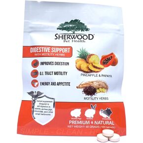 Digestive Support, Papaya by Sherwood Pet Health (100 Tablets - 60 Grams). Contains Natural Motility Herbs That Regulate The Digestive Tract, Improve The Gut microbiome and Stimulate The Appetite