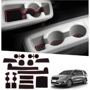 Fit Kia Carnival Door Slot Mats 2022+ Kia Carnival Cup Holder Inserts Kia Carnival Accessories Center Console Liner Mats Compatible with 2022 2023 2024 Kia Carnival(17 PCS/Sets) in Kuwait