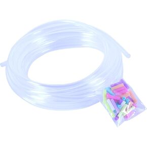 KONMAY Clear Vinyl Tubing Flexible PVC Tubing- 30 Feets Yards,1/5 Inch ID, with 40 Connectors for Jelly Bangle Making, Air Hose Tubing, BPA Free and Non-Toxic