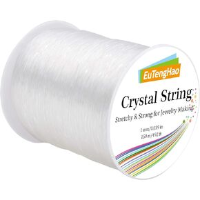 EuTengHao 1mm Crystal String Elastic String for Bracelets,150m/492ft Clear Stretchy String for Bracelets,Beads Stretch Cord for Jewelry Making,Stretchy Bracelet Cord Bead String Elastic Beading String