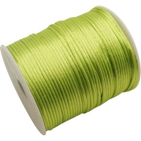 Lassos Boutique 2mm x 100 Yard Rattail Satin Polyester Trim Beading Cord Jewelry Making Macramé Arts and Crafts Chinese Knot (Apple Green) in Kuwait