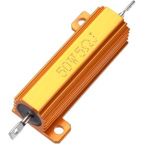 uxcell 50W 5 Ohm 5% Aluminum Housing Resistor Screw Tap Chassis Mounted Aluminum Case Wirewound Resistor Load Resistors Gold Tone 1pcs