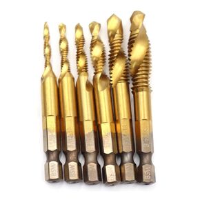 binifiMux Drill Tap Bit Set, SAE Drill Bit, Titanium 1/4" Hex HSS Shank Titanium Drill Tap Combination Bit Set Screw Tapping Countersink Drill Bits