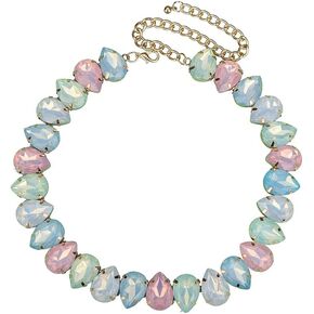 Teardrop Shape Colorful Crystals Beads Sparkle Choker Necklace for Women Girls Special Occasion Statement Jewelry