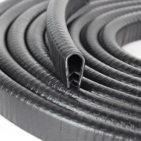 Rubber Edge Trim, U Channel Edge Trim with Metal Clips Edge Guard Protector, PVC Rubber Seal Strip for Sheet Metal, Car Doors, Hatches, Table Corners, Fit 3/64" to 1/4"(1.2mm-6.4mm), 6.5Ft, Black