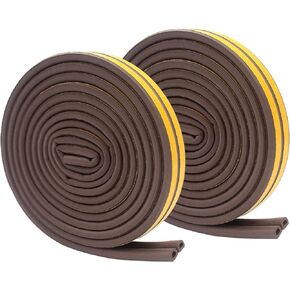 Cinvo Weather Stripping for Door Self Adhesive Window Seal Foam Strip for Soundproofing Collision Avoidance Insulation Gap Blocker for Doors and Windows(Pack of 2, Total 33Feet Long, Brown)
