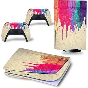 Black Skin for PS5 Disc, Protective Film Sticker for PS5 Console Disc Edition,Skin Sticker Decal Full Cover(Dirty Color)