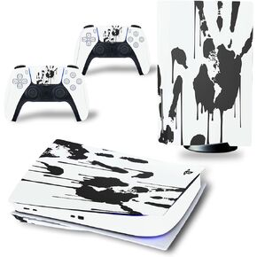Black Skin for PS5 Disc, Protective Film Sticker for PS5 Console Disc Edition,Skin Sticker Decal Full Cover(Palm)