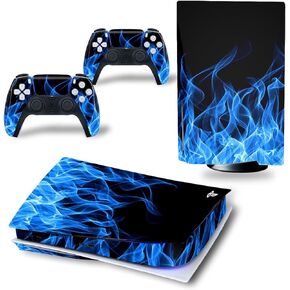 PS5 Skin Disc Edition Console and Controller, PS5 Stickers Vinyl Decals for Playstation 5 Console and Controllers, Disk Edition(Blue Stripe)