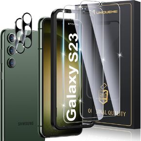 UniqueMe for Samsung Galaxy S23 6.1 inch Privacy Screen Protector,【Ultrasonic Fingerprint Compatible】[2+2 Pack] 9H Tempered Glass and Camera Lens Protector