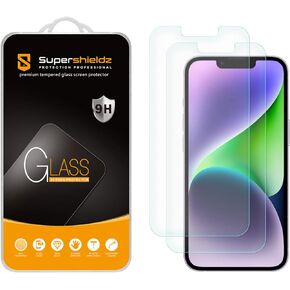 Supershieldz (2 Pack) Anti Glare (Matte) Screen Protector Designed for iPhone 14 / iPhone 13 / iPhone 13 Pro (6.1 inch) [Tempered Glass] 0.33mm, Anti Fingerprint, Anti Scratch, Bubble Free