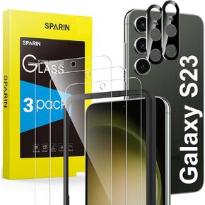 SPARIN 3+2 واقي شاشة لهاتف سامسونج جالاكسي S23 5G 6.1 بوصة مع واقي عدسة الكاميرا، زجاج مقسى 9H مع إطار سهل التركيب، صديق للحافظة، مضاد للخدش، خالٍ من الفقاعات in Kuwait