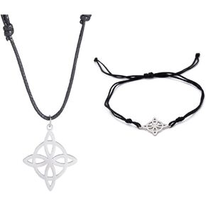 Bracelet For Women Celtic Witch's Knot Magic Layered Bracelet Stainless Steel Charm Mystic Double Rope Bracelets Celtic Jewelry