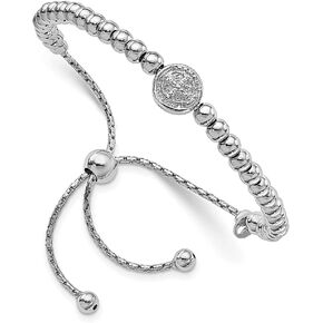 925 Sterling Silver Beaded Saint Medal 5 Inch To 8.25 Wrap Charm Bracelet Religious Adjustable Stretch Fine Jewelry For Women Gifts For Her