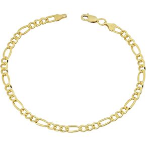 Kooljewelry Men's 14k Yellow Gold Filled 3.3mm 4.2mm 5.2mm 6mm 7.8mm 8.6mm Solid Figaro Link Bracelet