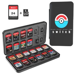 Switch Game Case for Nintendo Switch & Switch OLED Game Card,Portable Nintendo Switch Accessories for Travel,Switch Game Card Protective Case with 24 Game Card Slots and 24 Micro SD Card Slots