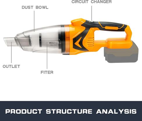 مكنسة كهربائية لبطاريات DEWALT 20V MAX، مكنسة كهربائية محمولة باليد بقوة 10 كيلو باسكال، شفط قوي لتنظيف سجاد الأرضيات الصلبة والسيارات والحيوانات الأليفة (بدون بطارية) in Kuwait