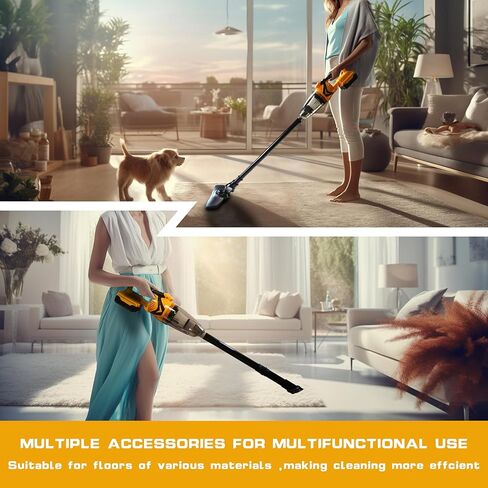 مكنسة كهربائية لبطاريات DEWALT 20V MAX، مكنسة كهربائية محمولة باليد بقوة 10 كيلو باسكال، شفط قوي لتنظيف سجاد الأرضيات الصلبة والسيارات والحيوانات الأليفة (بدون بطارية) in Kuwait